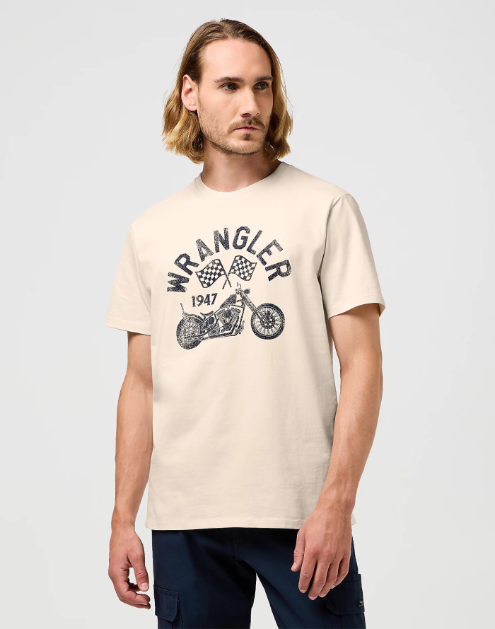 Pánské tričko k.r. WRANGLER Americana Tee béžové